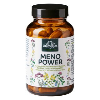 Menopower* - u. a. mit Yamswurzel, Nachtkerzenöl, Eisen und B-Vitaminen - 90 Kapseln - von Unimedica